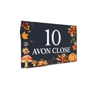 1pcs Modern Anthracite House Number SignAnthracite Autumn Plaque Pumpkin & Mushroom Leaves(Style 1,280cm x 140cm)