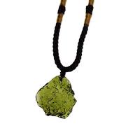 1Pcs Moldavite Irregular Natural Stone Gemstone Crystal Meteorite Pendant Necklace Handmade Handwoven Rope Chain Citrine Necklaec for Women Men Energy Jewelry Gift, 3g, 5-10g, [Unknown Size], Stone