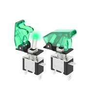 1pcs Multi Color LED Toggle Switch 12V 20A With Cover,SPST 3-pin Rocker Arm Suitable(Green)