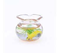 1Pcs Multicolour Mini Round Fish Tank Realistic Glass Decor for Dollhouse Display Captivating Miniature for Crafts Ornaments Handmade Landscape,Miniature Goldfish Bowls,Dollhouse Accessories(Yellow)
