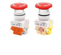 1pcs Mushroom Head LAY37 Emergency Stop Push Button Switch Self-lock/Latchiing LAY7 PBC Y090-11ZS Power NO/NC 4 Screw Terminals(1NO 1NC,30mm,Copper Contact)