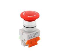 1pcs Mushroom Head LAY37 Emergency Stop Push Button Switch Self-lock/Latchiing LAY7 PBC Y090-11ZS Power NO/NC 4 Screw Terminals(1NC,22mm,Silver Plate Contact)