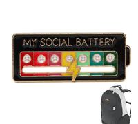 1PCS My Social Battery Pin Enamel Black Creative Mood Pin Badge Funny Mood Tracker Pin Badge Lapel Pin Mood Conversion Brooch Pin Badge Brooch Men Women Gift