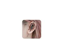 1Pcs Myth Ear Hook Needle Piercing Earring for Women Creative Moon Star Earring Fashion Ear Wrap Climber Stud Gothic Punk Halloween Moon Star Jewelry Gift, Metal, Zircon