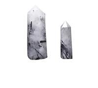 1pcs Natural Crystal Pillar - Single Pointed Hexagonal Prism Raw Stone Ornament for Home Decor(Black hair crystal pillar,5-6cm)