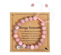 1PCS Natural Stone Beaded Bracelets, Crystal Healing Bracelets for Women Gift, Anxiety Stress Relief Handmade Bracelet for Valentines Gifts Birthday Christmas Graduation for Girl and Women Pink