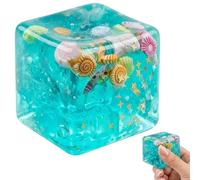 1Pcs ne0ed0h Ice Cube, Mini squ1shy1 Cube for stre1s1s Relief, Sensory Regulation for Autism, Sensory squ1shy1 Ice Cube with Ocean Shells Inside for Classroom and Office Use