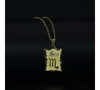 1pcs New Personalized Gold 12 Constellations Square Tags Pendant Chain Necklace-Scorpio