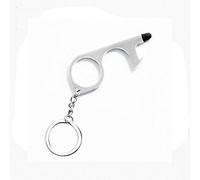 1PCS No Touch Door Opener Portable Contactless Door Opener with Keychain EDC Door Opener for Outdoor ATM Machine Elevator-Silver