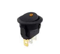 1Pcs ON/OFF Round Rocker Switch Dot Light LED illuminated Car Dashboard Dash Van 12V 220V Full Circle Switch(Yellow,12V)