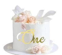 1PCS One Cake Topper, Acrylic Mirror Gold One Sign Cake Decoration for 1st Birthday Party Anniversary Wedding Cake Decorations