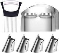 1PCS Onion Holder Slicer, 6PCS Finger Guard Set for Cutting, Stainless Steel Finger Protector, Thumb Guard Peelers for Onion Nuts Kitchen Tool Avoid Hurting When Slicing and Chopping