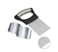 1PCS Onion Slicer Holder + 2PCS Onion Holder for Slicing Finger Guards - Stainless Steel Vegetable Holder Slicer for Onions, Tomatoes, Lemons, Meat - Onion Cutting Tool and Kitchen Gadget