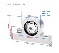 1PCS P-Type Vertical Bearing Housing Components Aluminum Alloy Support Fixed Screw Rod Optical Axis Shaft Support Bearing(P606)
