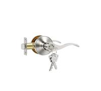 1Pcs Passage Door Lever with Turn Lock and Keys, Interior Duty Wave Soft Silver Door Handles, Heavy Bedroom and Bath Door Knob for Right & Left Sided Doors (Lock and Key, Silver, 1Pcs)