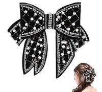1Pcs Pearl Bow Hairpin Barrette - Large Bow Hair Clip Beads Bowknot Barrette Hair Accessory for Women and Girls