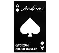 1PCS Personalised Bottle Openers Credit Card Size, Groomsmen Best Man Gifts for Wedding Bachelor Party, Stainless Steel Beer Bottle Opener, Spade A Black