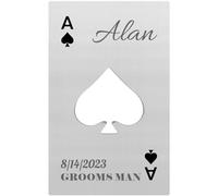 1PCS Personalised Bottle Openers Credit Card Size, Groomsmen Best Man Gifts for Wedding Bachelor Party, Stainless Steel Beer Bottle Opener, Spade A Silver