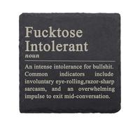 1PCS Personalised Slate Coaster - Fucktose Intolerant Definition, Funny & Amusing Gift, Creative Black Slate Coaster for Drinks