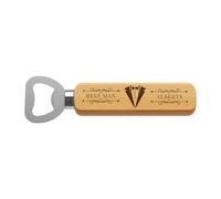 1PCS Personalised Wooden Bottle Opener,Groomsmen Best Man Gifts for Wedding Bachelor Party,Engraved Gifts for Father, Grandfather, Bartender, Customised Patterns and Text.Wooden Handle Bottle Opener