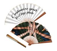 1pcs Personalized Folding Fan with Your Photo, Custom Handheld Bamboo Folding Fans for Wedding Dancing Saloon Party Props Decorative Folding Fans