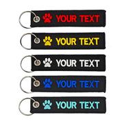 1PCS Personalized Paw Keyring, Custom Embroidery Any Text Keychain, Double Sided Embroidery Your Text/Number Labels, Key Tags Accessories Suitable for Men's Motorcycle Car Scooter, Luggage