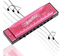 1Pcs Pink Harmonic Kids for Beginners and Children, 10 Hole Mini Harmonicas Suit to Folk or Jazz, Mouth Organ, Pink Harmonica Easter Gift to Music Lovers or Performers