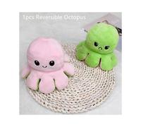 (1pcs Pink LightGreen) Double-Sided Flip Reversible Octopus Plush Toy