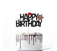 1PCS Pirate Happy Birthday Cake Topper Nautical Sailing Cake Toppers Decorations for Pirate Theme Party Kids Birthday Party Supplies
