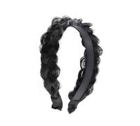 1Pcs Plait Hair Bandhair Elegant Head Hoop Braid Headband with a Clip at the Top, for Girls Women Accessorries Highlighted(Black, One Size)
