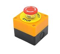 1PCS Plastic Shell Red Sign Push Button Switch DPST Mushroom Emergency Stop Knob switch AC 660V 10A NO+NC LAY37-11ZS button box(LAY37)