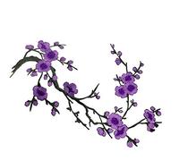 1pcs Plum Blossom Flower Applique Clothing Embroidery Patch Fabric Sticker Iron On Patch Craft Sewing Repair Embroidered (Purple)