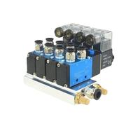 1pcs Pneumatic 4V210-08 Solenoid Magnetic Valve Block Muffler Fitting Base Multi Way Manifold Stations 12/24V 110/220V 6mm 8mm Hose(8mm-6mm 2 Stations,DC 24V)