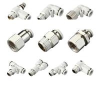 1pcs Pneumatic Fitting Pipe Connectors White Hose Fittings 1/4 1/2 6mm 8mm BSPT Thread Quick Coupling Air Tube Connector(4-02 (4mm-1l4),PCF)