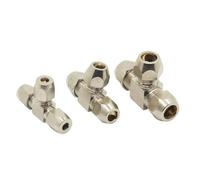 1Pcs Pneumatic Fittings Brass T-tee, 6 8 10 12 14 16mm Outer Diameter Pipe Compression Ferrule, Compression Fitting Joint(OD Tube 10-8-10mm)