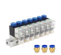 1pcs Pneumatic Solenoid Valve 3V1-06-NC 3/2 Way Integrated Control One Input Multiple Output with Busbar DC12V/24V AC110V/220V(AC220V 10mm Fittings,10F)