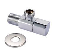 1Pcs Polished Gold Color Brass Cross Handles Bathroom Angle Stop Valve 1/2" Male Thread(B-Silver)