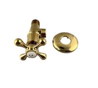 1Pcs Polished Gold Color Brass Cross Handles Bathroom Angle Stop Valve 1/2" Male Thread(Golden)