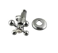 1Pcs Polished Gold Color Brass Cross Handles Bathroom Angle Stop Valve 1/2" Male Thread(Silver)
