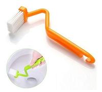 1Pcs Portable Long Handle V Type Bent Bowl Handle Plastic Toilet Cleaning Scrubber Portable Toilet Brush Brush Random Color