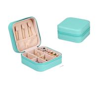1Pcs Portable Mini Jewelry Travel Case Leather Organizer Box Storage Holder For Womens Earring, Necklace For Vacation,Travel(Blue)