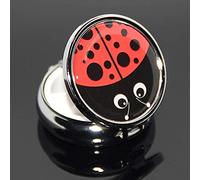 1PCS Portable Round Metal Pill Box Case Mini Medicine Tablet Organizer Container Holder for Pocket Purse Handbag Travel Gift - Compact 3 Compartments，Ladybug