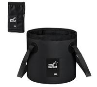 1Pcs Premium Folding Water Bucket,Collapsible Portable Lightweight Foldable Bucket,Camping Storage Container,for Camping Traveling Picnic Hiking Fishing Boating Gardening Car Washing (Black) (12L)