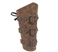 1Pcs PU Leather Medieval Arm Guard Knight Gauntlet Warrior Armor Wristband Guard Vintage Archer Gauntlet Halloween Cosplay Costume Retro Viking Wide Bracer Arm Cuff Dress Up Props For Adult Men Women