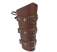 1Pcs PU Leather Medieval Arm Guard Knight Gauntlet Warrior Armor Wristband Guard Vintage Archer Gauntlet Halloween Cosplay Costume Retro Viking Wide Bracer Arm Cuff Dress Up Props For Adult Men Women