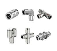 1PCS PU PV PE PY PZA PM 304 Stainless Steel Pneumatic Quick Coupling Metal Hose Trachea Water Pipe High Pressure 4 6 8 10 12 14 16mm(PV,12mm)