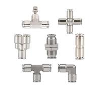 1PCS PU PV PE PY PZA SA PM 304 Stainless Steel Metal Pneumatic Quick Coupling 4 6 8 10 12 14 16mm Push in Air Hose Connector(PZA,8mm)