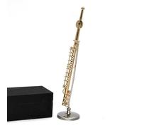 1Pcs Pure Copper Miniature Flute Model With Support Mini Musical Instrument Musical Instrument Model Miniature (Color : Gold color 11cm)
