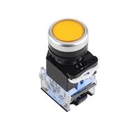 1PCS Push Button Switch LA38-11BN LA38-11BNZS NO/NC Momentary/Latching 22mm 4 Screws Round Panel Cutout 2 Position Knob Switch (Color : Yellow, Size : Self Reset)