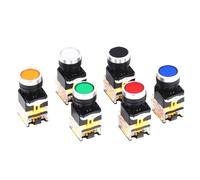 1PCS Push button switch LA38-11BN Power supply with self-locking round start stop self-reset point press type 22MM(Yellow,Self Locking)